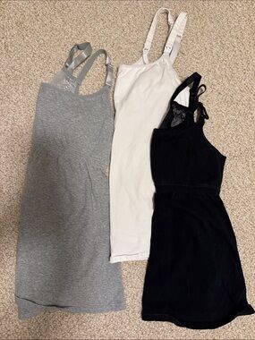 3-Pack Racerback Nursing Tanks - Gray, White & Black
